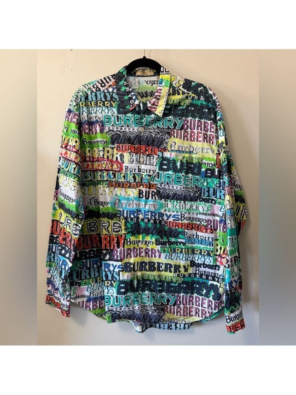 Burberry London England Multi-colored All-over Print Shirt for Men Size XL